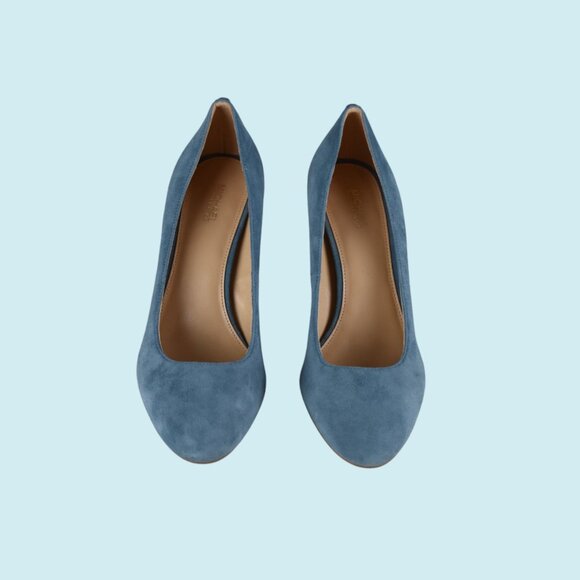 Michael Kors Suede Pump Size 9M Chambray Blue Susan Flex Stacked Heel NWOB - Picture 6 of 15